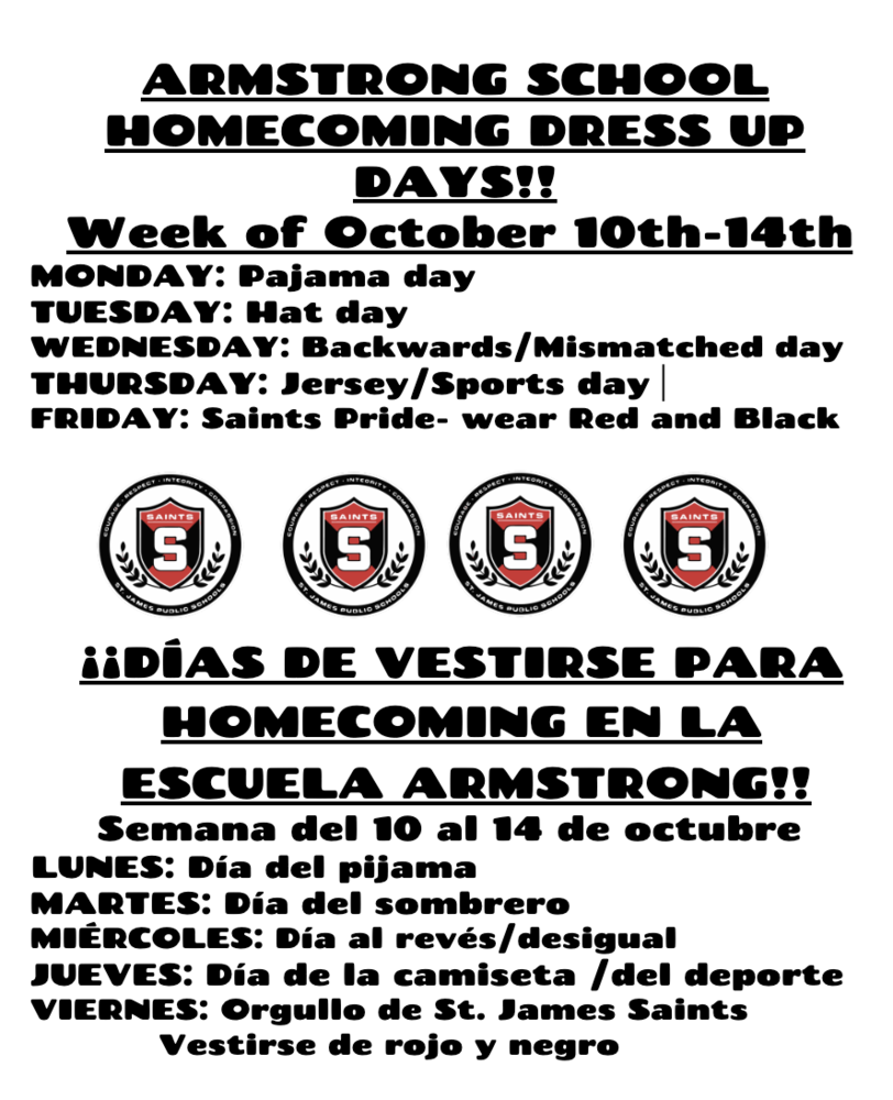 ARMSTRONG SCHOOL DRESS UP DAYS